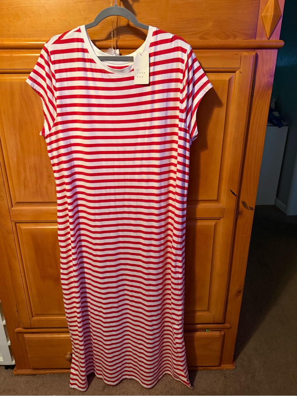 2X bundle!! Striped Red and White Maxi Dress and 2X A new day top taupe in color